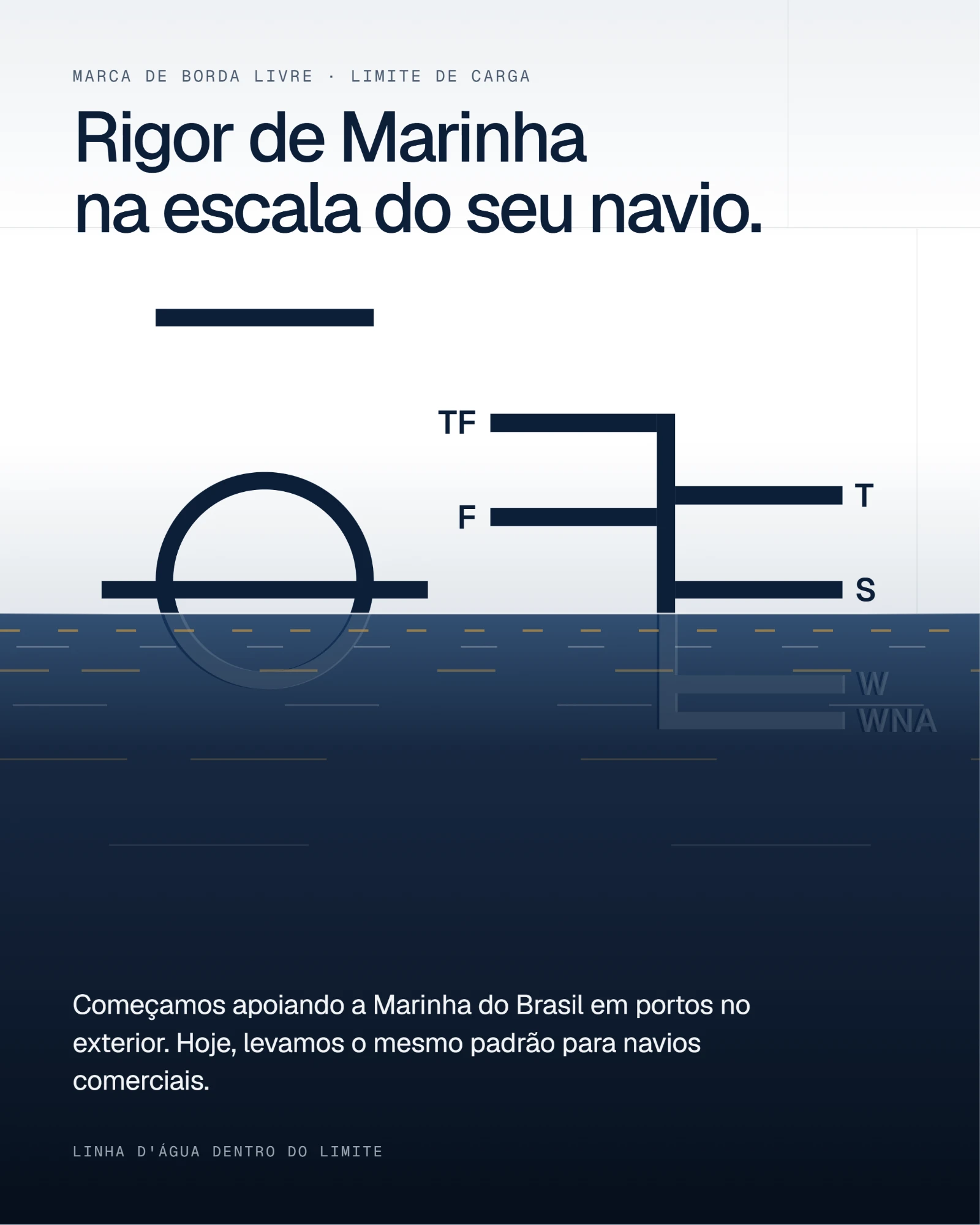 Naval rigor in your vessel's port call. We started by supporting the Brazilian Navy in ports abroad. Today we bring the same standard to commercial vessels.